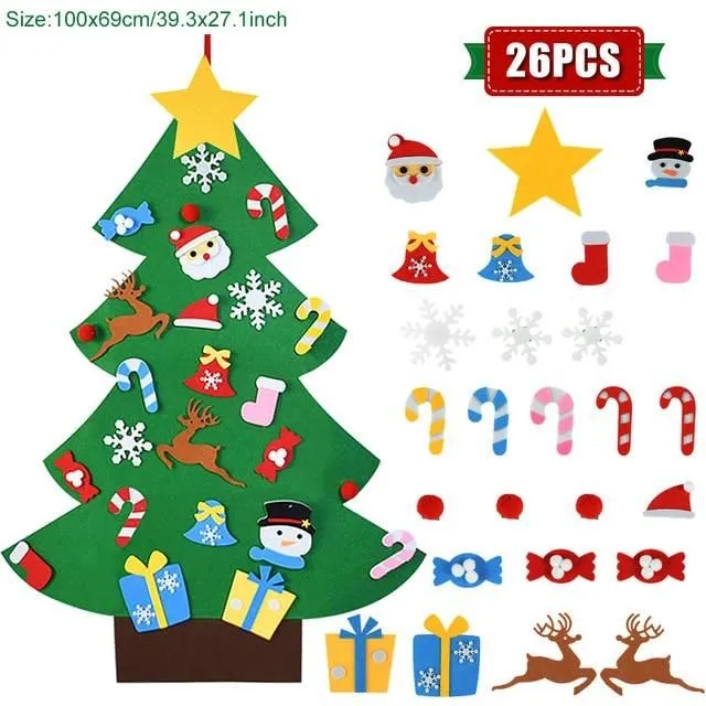 Plstený vianočný stromček pre deti b-26pcs-ornaments