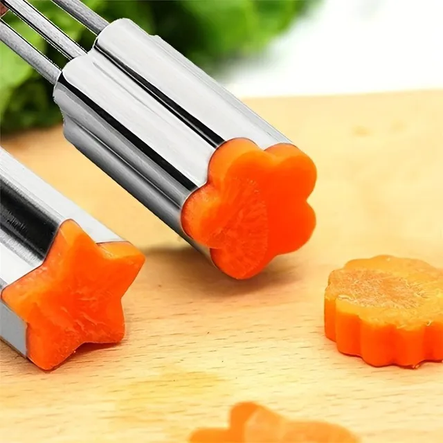 Multi-functional set of excavators: 3 pieces of cookies, fruit and vegetables made of stainless steel with wooden handle for fun and easy decorating