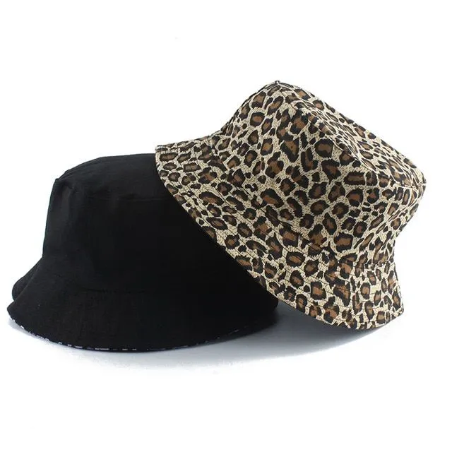 Stylowy odwracalny kapelusz - wiele kolorów leopard