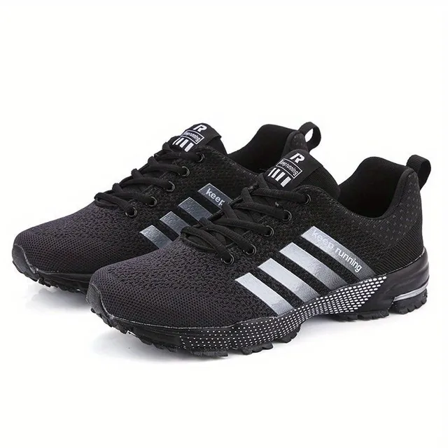 Men's striped breathable lace meshed sneakers in various colors, light running shoes and outdoor activities