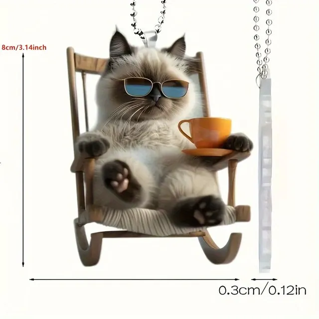 Cool babe with coffee - 2D acrylic pendant for car