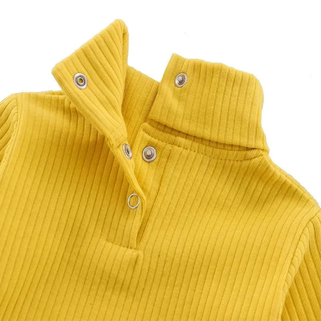 Children's ribbed single-colored points with long sleeve and turtleneck