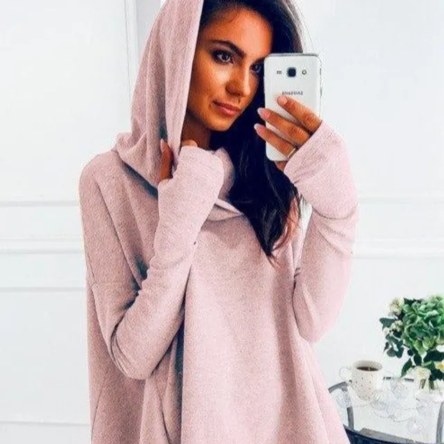 Ladies irregular hooded sweater