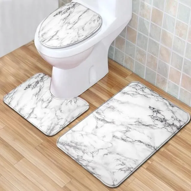 Bathroom set with marble pattern