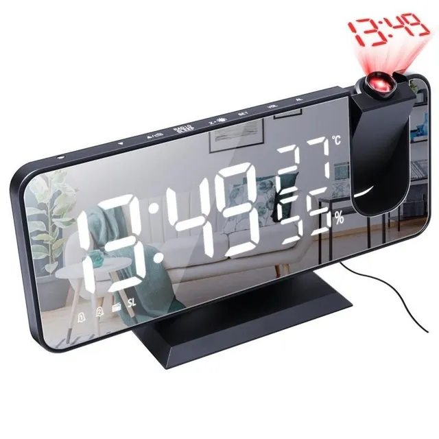 Digital radio alarm clock with projection