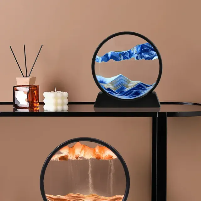 Přesýpací hodiny s poličkou Hluboké moře Písečná krajina Pohyblivé pískové umění Obrázek Home Desk Decor