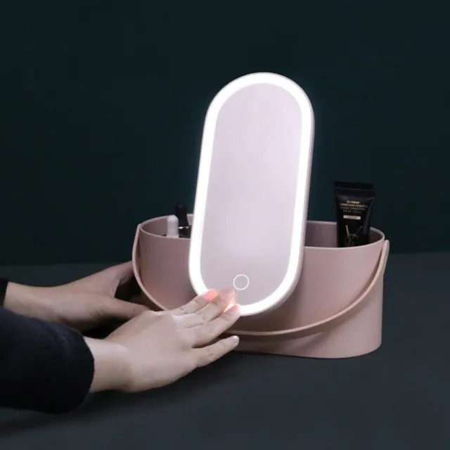 Makeup organizér Box s LED světlem zrcadlo