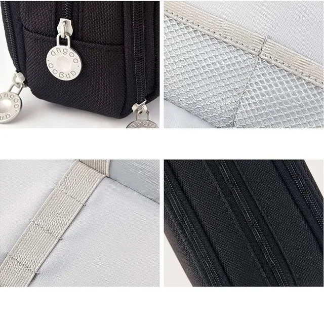 Original stylish monochrome modern school pencil case with large volume and multiple pockets