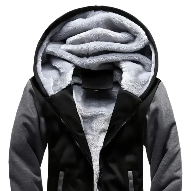 Men's winter thick and padded warm jacket with hoodie