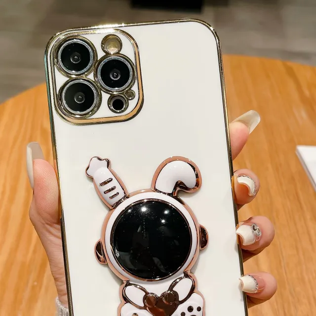Lakovaný obal na telefon s motivem králíka a poutkem pro iPhone a Samsung