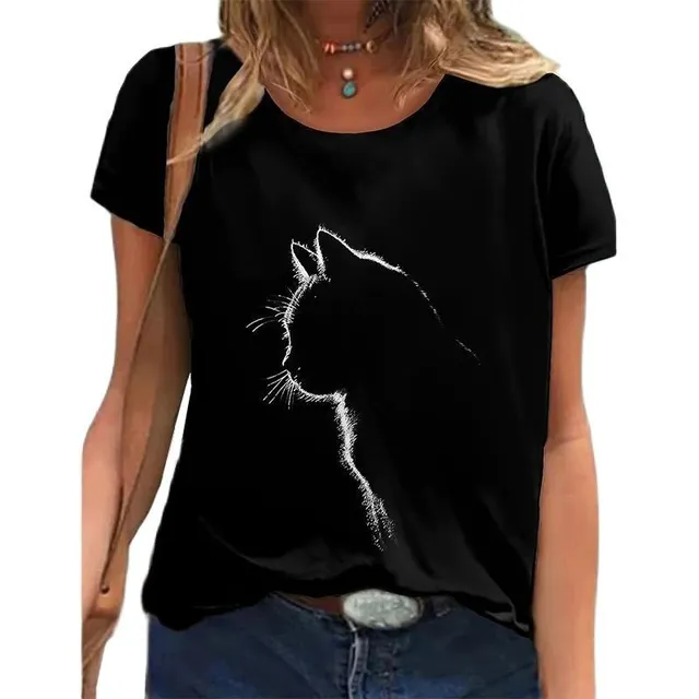 Luxury ladies short sleeve T-shirt made of highly comfortable material with Desmond cat print