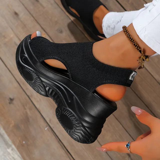 Sandale împletite pentru femei cu talpă cu platformă, sandale versatile pentru petrecere