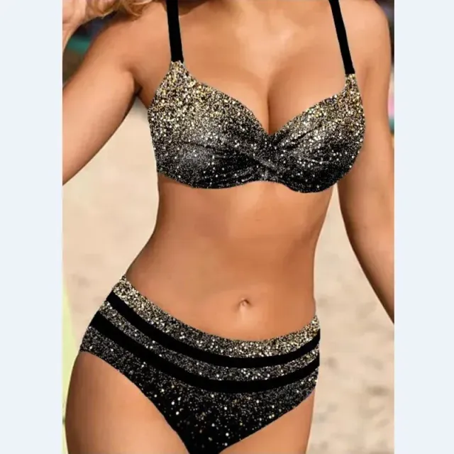 Summer two-piece swimsuit with print and push-up effect - 2 colours