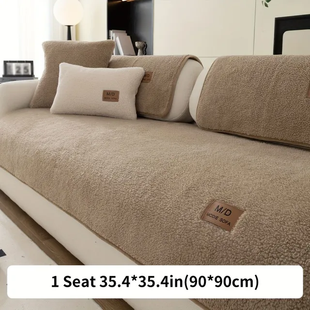 Plush sofa cover with anti-slip and reinforcement