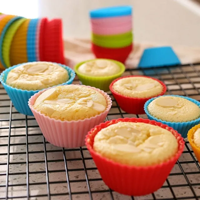 Ensemble de moules à muffins en silicone (12 pièces ROND)