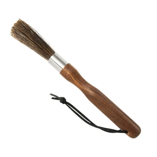 Wooden brush for cleaning coffee machine with case