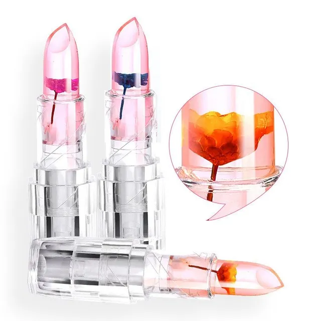 Transparent lipstick with flower