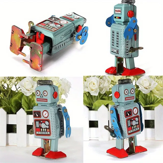 Mechanický robot na klíček - originální plechový retro kousek