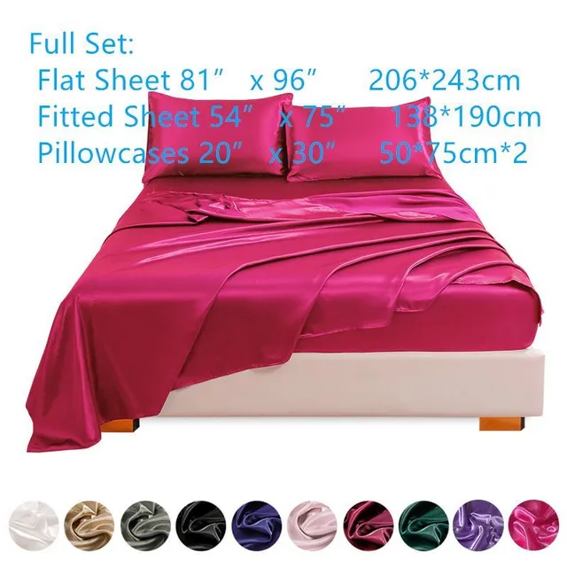 4ks Luxusné saténové plachty - Hodvábny mäkký na spanie pre spálňu a izbu pre hostí