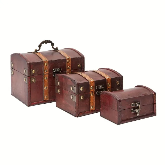 3pcs/set Retro Wooden Storage Boxes For Jewellery, Resistance Storage Basket With lid On necklaces, Earrings, Bracelets, Organizer For Home Storage Bedroom, Table Computer, Komoda, Home, Dorm