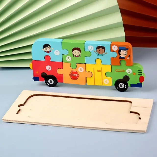 Dětské dřevěné očíslované puzzle v různých tvarech Antonio