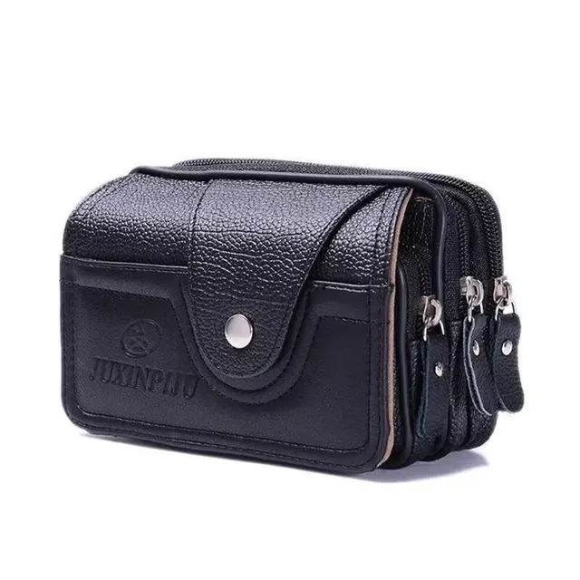 Men's faux leather pouch with belt clip