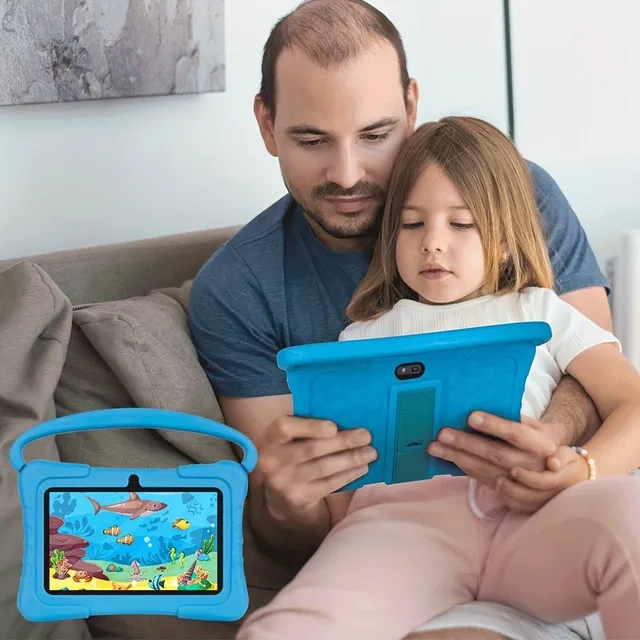 Dětský tablet 7" 32GB ROM 2GB RAM Android 11 s Wi-Fi, GMS, ochranou zraku, vzdělávacími aplikacemi a rodičovskou kontrolou + silikonové pouzdro