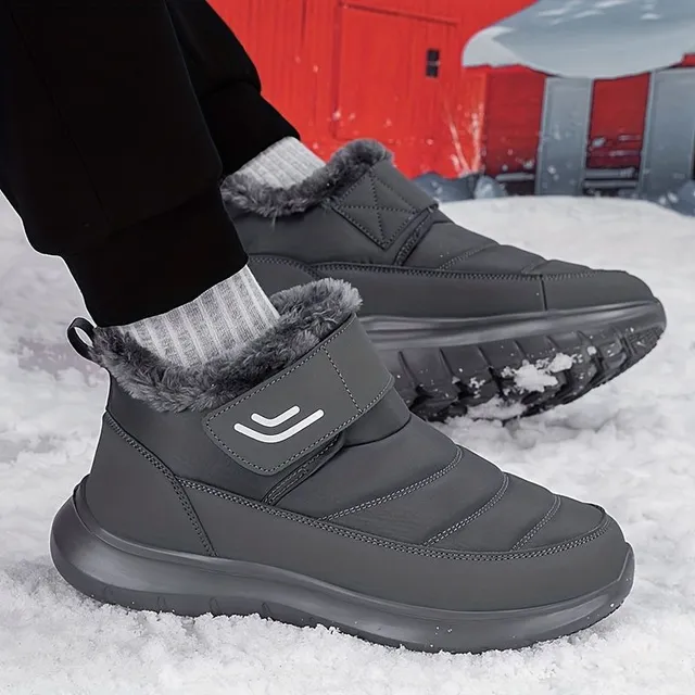 Warm and waterproof ankle boots with fleece and Velcro