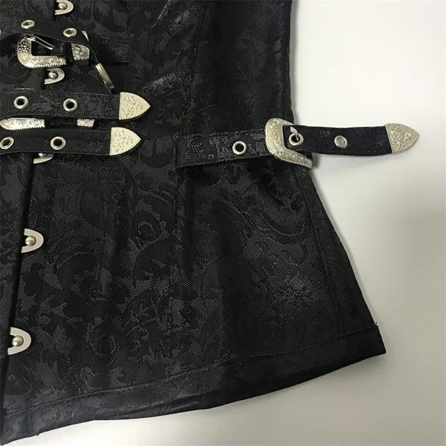 Dámský luxusní moderní stylový korzet v černé barvě s jemným květinovým zdobením