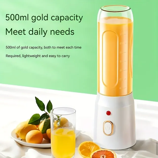 Small multifunctional sports mixer with juice, 2pcs container, charging, to school/home