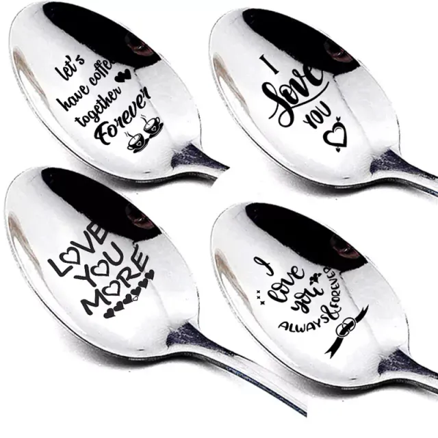 Stainless steel spoon with the inscription I Love You - suitable as an anniversary gift, Valentine's Day, birthday or wedding present