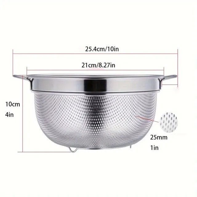 Stainless steel universal kitchen basket with double handles for washing and dripping food