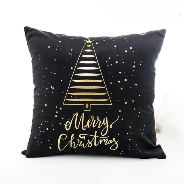 Černý povlak na polštář s vánočním motivem
