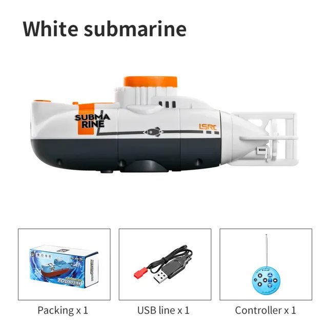 Mini RC ponorka 0,1 m/s Rychlost dálkového ovládání Loď Vodotěsná potápěčská hračka Simulační model Dárek pro děti Chlapci Dívky Novoroční dárek