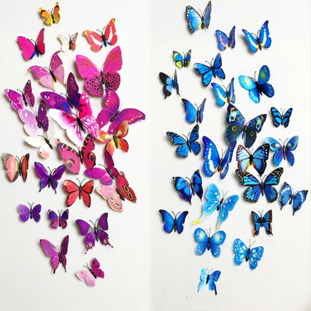 3D Butterfly wall decoration - 12 pcs