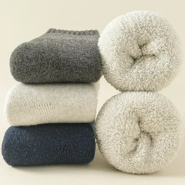 Set of 3 pairs of winter wool socks for men and women with thermal insulation from cashmere