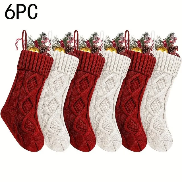 Șosete de Crăciun tricotate alb sidefat