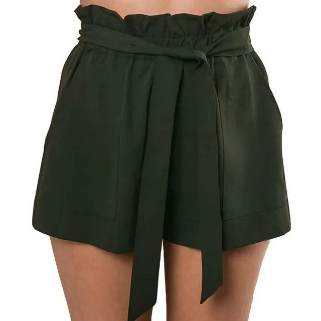 Women's stylish shorts with bow - 4 colors armadni-zelena m