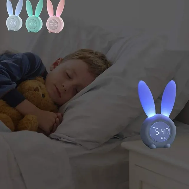 LED alarm clock for children with rabbit ears