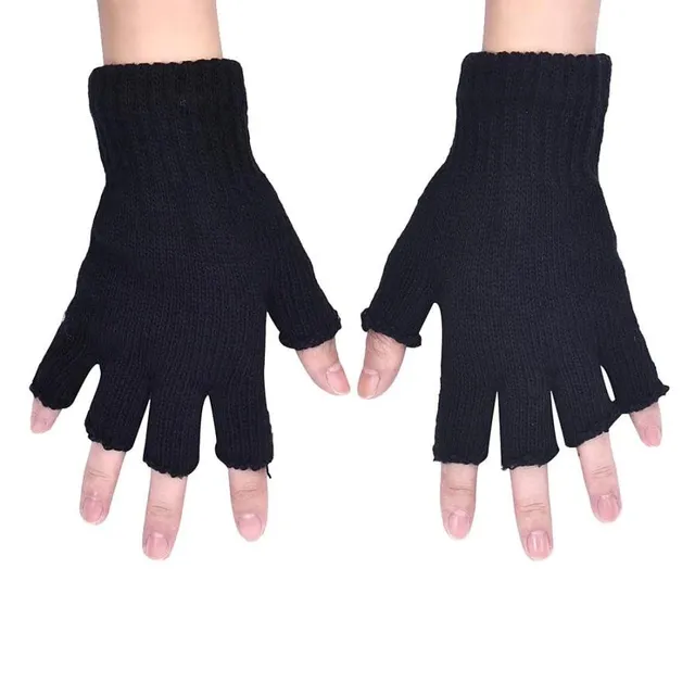 Dámske pletené rukavice bez prstov - čierne