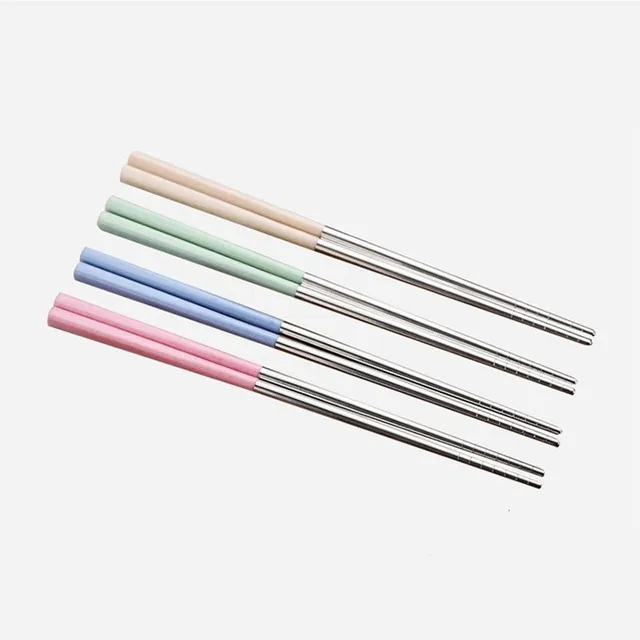 Stainless steel dining chopsticks with colored handle