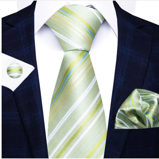 Men's beautiful business set with fine pattern | Tie, Handkerchief, Cufflinks