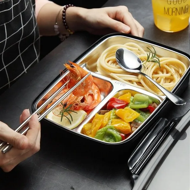 Set bento box cu tacâmuri 3 piese