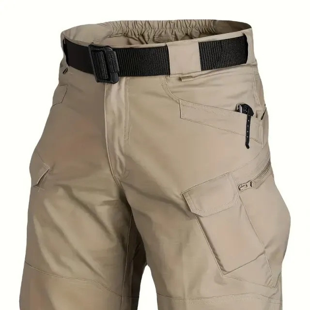 Male tactical cargo shorts with zipper pockets, for larger sizes