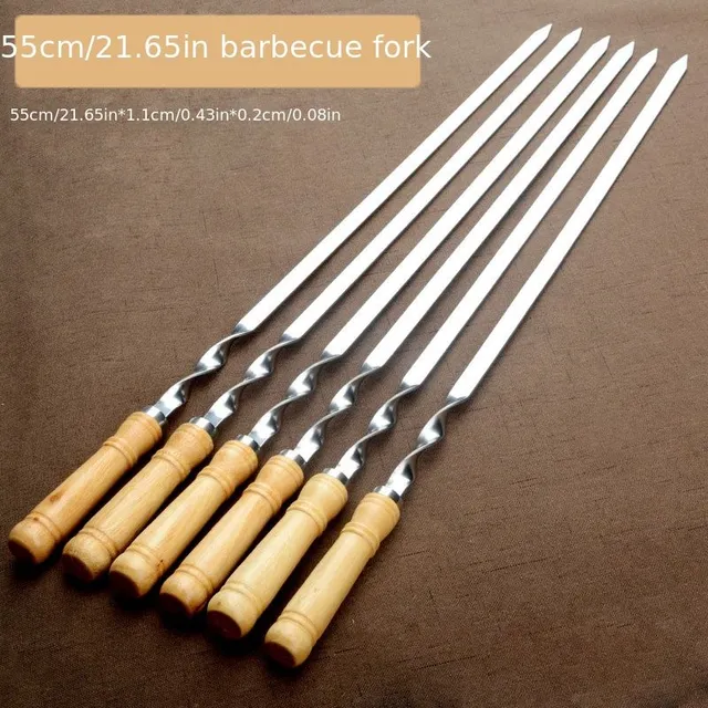 Universal barbecue skewers with wooden handle (55 cm) for barbecue