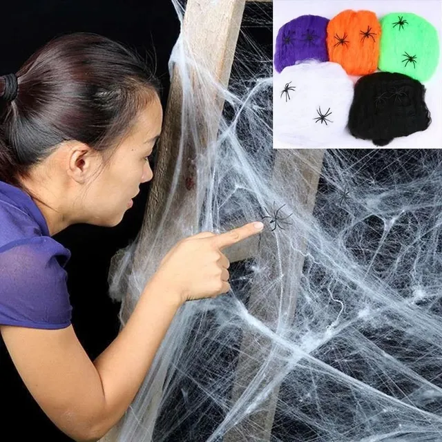 Spooky decorative wind-up spider web for Halloween