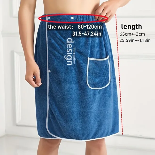 Male bath towel with adjustable rubber - soft and pleasant shower wrap for body