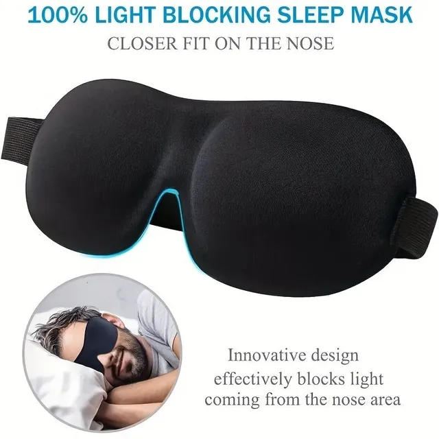 Sleeping mask 3D with contour, 100% blocking light, ultra-soft material