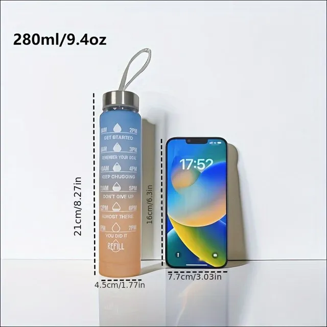 Sticlă de apă rezistentă la scurgeri 280ml/750ml cu gradient și paie - pentru sport, fitness, sală de gimnastică și călătorii - include șnur cu culoare de înlocuire - disponibilă în mărimi de 9,5 oz și 25 oz