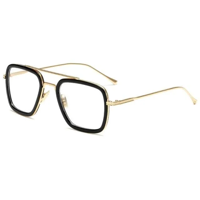 Unisex Iron Men style glasses c9gold-white